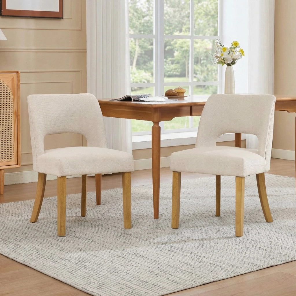 2 sedie da pranzo comode e traspiranti adatte per sala da pranzo soggiorno caffè ecc. stile moderno tessuto di lino gambe in legno massiccio beige