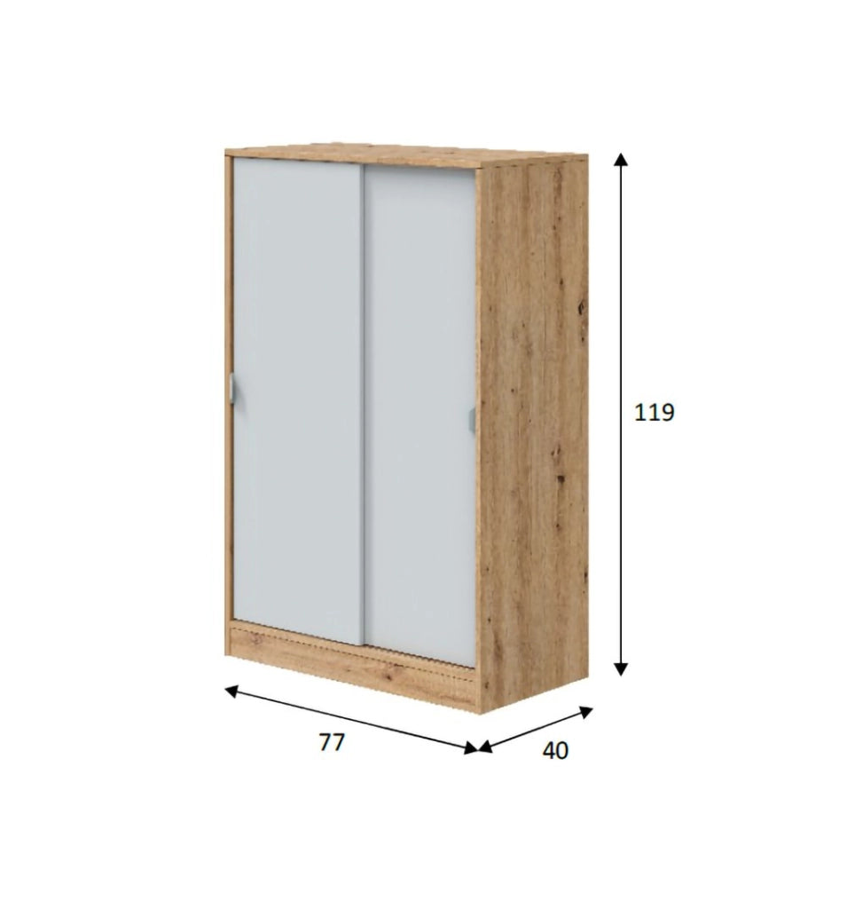 Armadio Camera da Letto Stelvio, Guardaroba 2 Ante 2 Ripiani, 40x119h cm Marrone Rovere Nodi