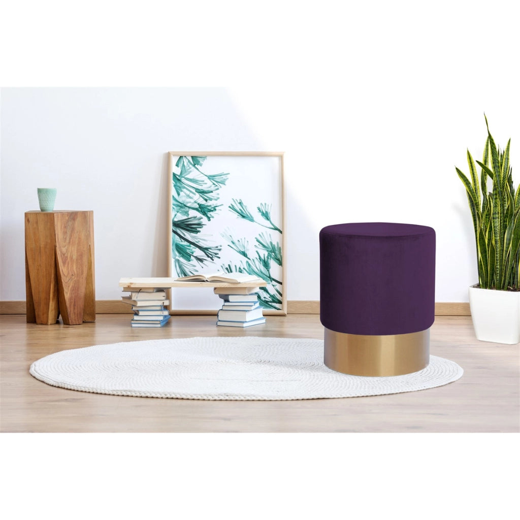 Pouf contenitore Nano in velluto e metallo dorato