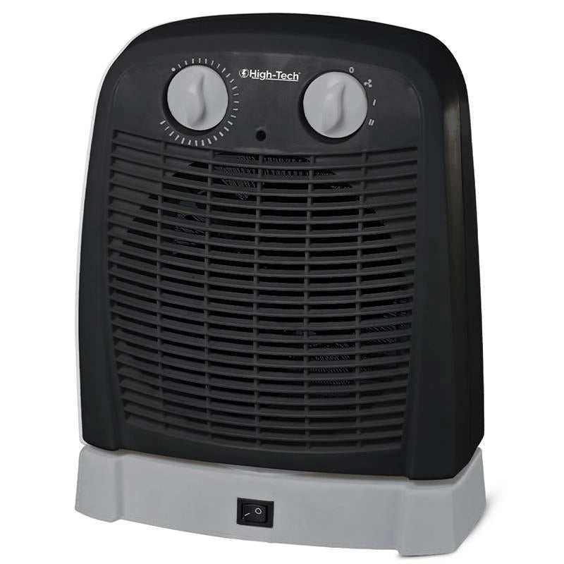 HIGHTECH TERMOVENTILATORE OSCILLANTE, TERMOSTATO AMBIENTE REGOLABILE, PROTEZIONE DA SURRISCALDAMENTO NERO 1000-2000W