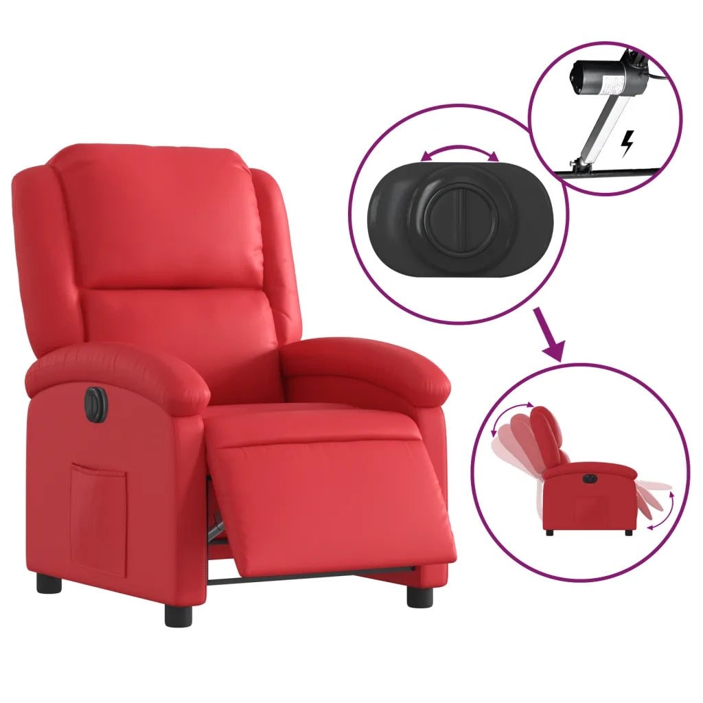 Poltrona Reclinabile Elettrica Rossa in Similpelle 3204217