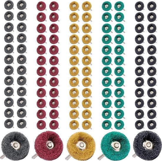 Dischi abrasivi 25 mm 120 pezzi - set di dischi abrasivi e poli - 80-150-240-400-600 grana - dischi poli - 3 mm acciaio - attacco metallico per abrasione - poli - accessori per polimento - attrezzi di rotazione .