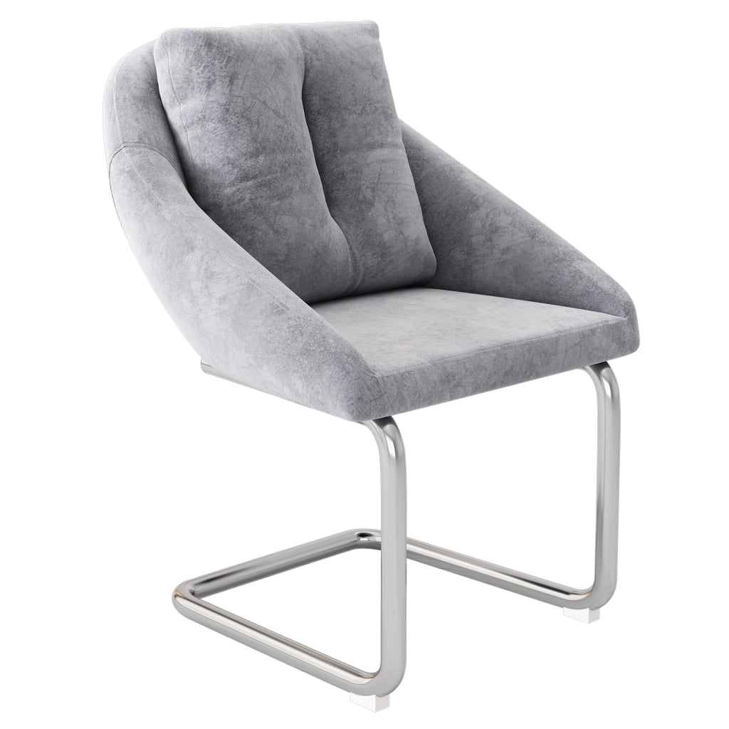 Set di 2 sedie girevoli in velluto grigio con struttura in metallo, design ergonomico per casa e ufficio