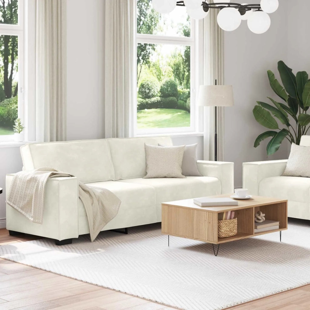 Set di Divani 2 pz con Cuscini Crema in Velluto 3324708
