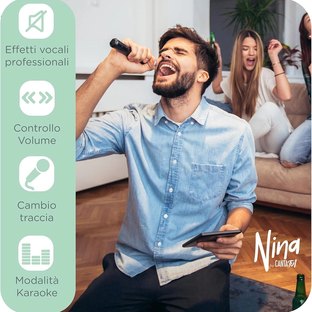 Canta Tu Nina Macchina Per Karaoke Bluetooth Con 2 Microfoni Wireless Inclusi