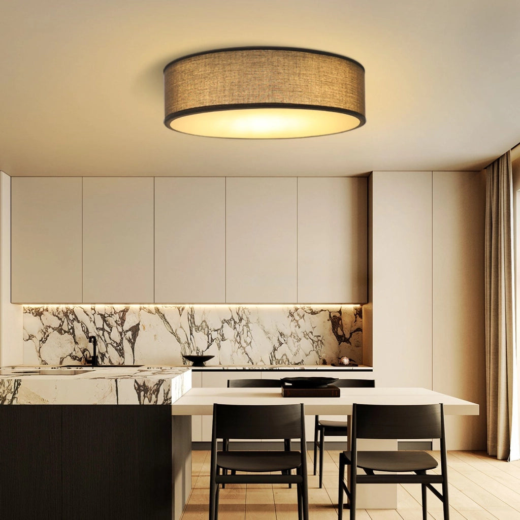 ZMH Lampada da soffitto rotonda in tessuto 38 cm con attacco E27 per illuminazione interna