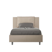 Letto imbottito 1 piazza e mezza 120x210 cm Antea - Similpelle,Tortora,Contenitore