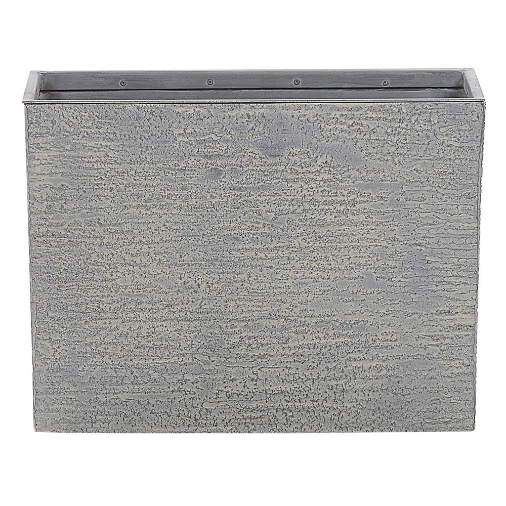 Vaso per piante in pietra grigia 45 x 60 x 25 cm Fioriera rettangolare per interni ed esterni