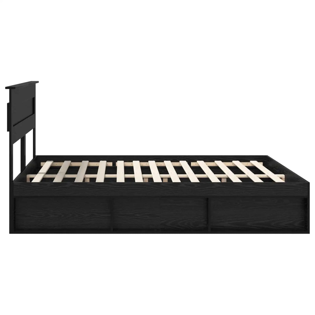Struttura del letto-Giroletto Nero 200 x 200 cm Pino massello 610658