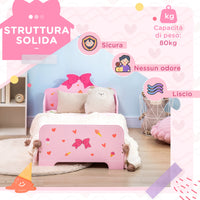 Letto per Bambini con Sponde 143x74x59 cm Fantasia Fiocco Rosa