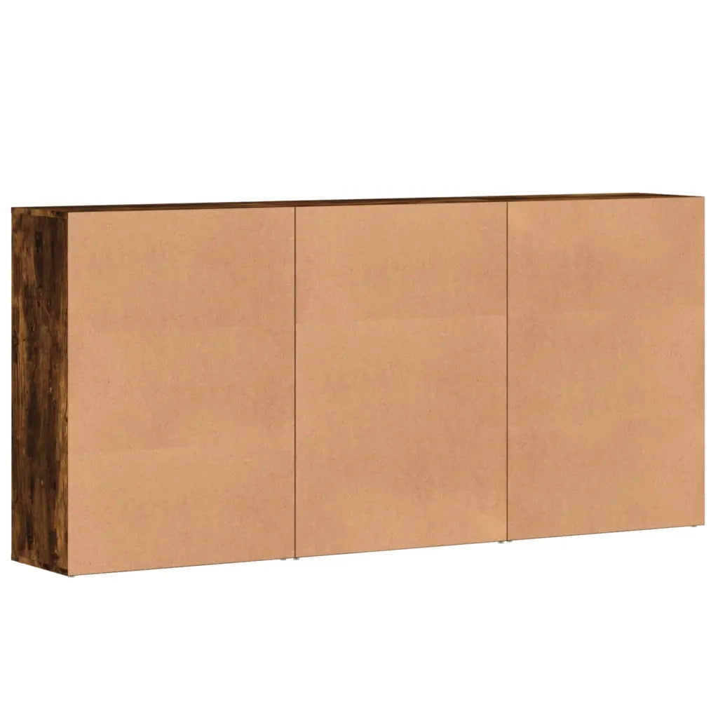 Credenze 3 pz | Madia | Buffet da pranzo | Armadio da pranzo Rovere Fumo 60x31x84 cm in Legno Multistrato