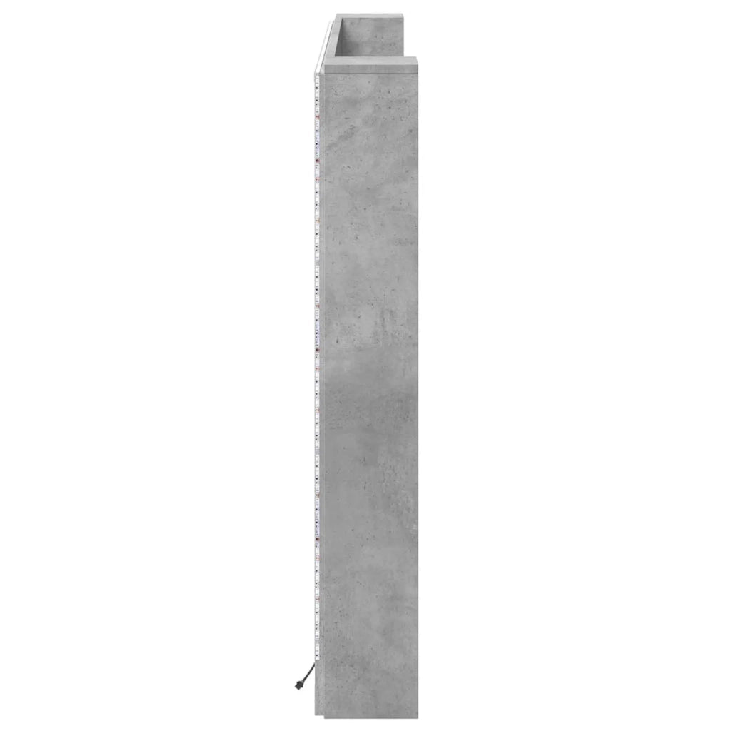 Testata con Mobile e LED Calcestruzzo 180 x 16,5 x 103,5 cm 8006571