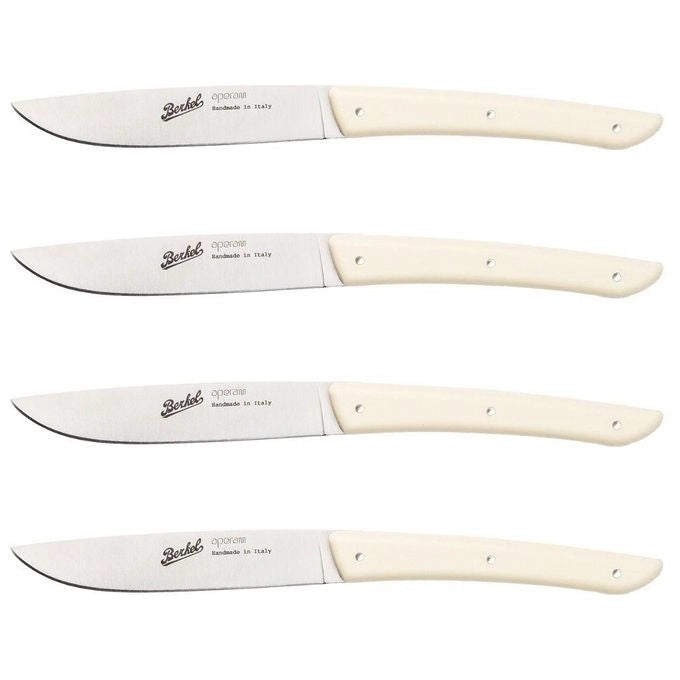 Berkel KCO4SW11SRCBL Coltello da Bistecca 4 Pezzi Lama 11 cm Acciaio Inox Manico Crema colore Crema