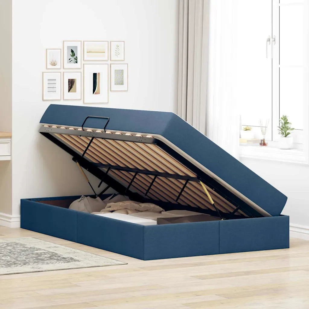 Letto con contenitore e materasso Blu 120 x 200 cm Poliestere