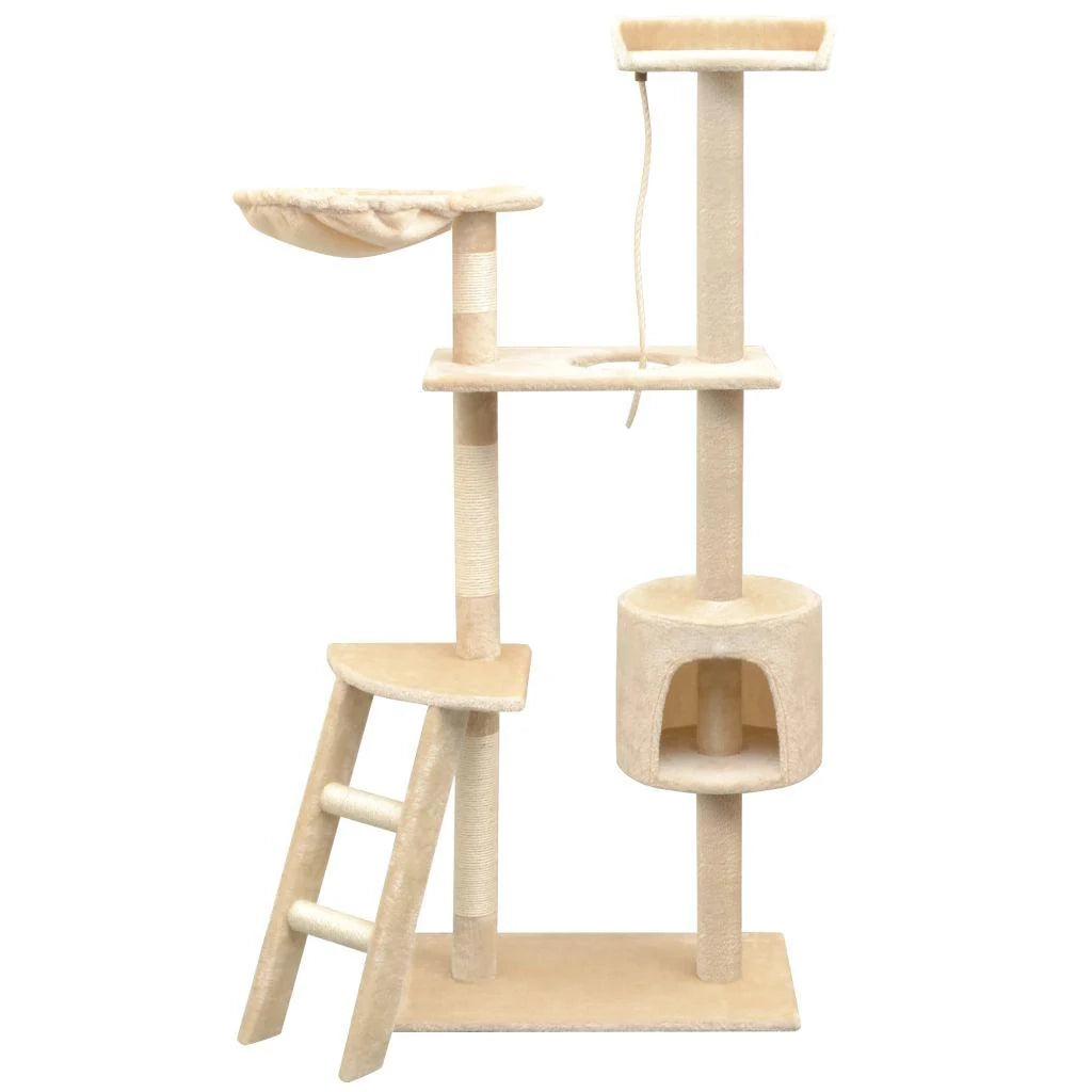 Tiragraffi albero per gatti cuccia per gatti giocattolo peluche sisal 150 cm beige 3702073