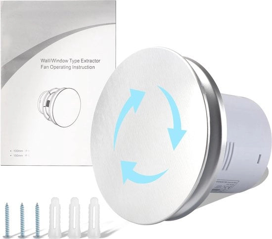 Ventilatore di scarico 100 mm con valvola di ritorno per bagno, cucina, toilette, soggiorno, ufficio, sottoterra e magazzino
