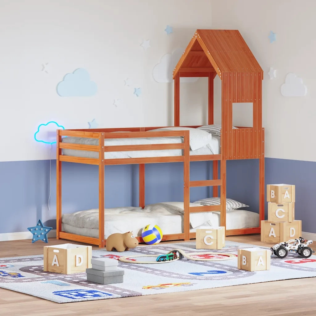 Tetto Letto Bambini Marrone Cera 55x99x139,5 cm Massello Pino CFW1364002