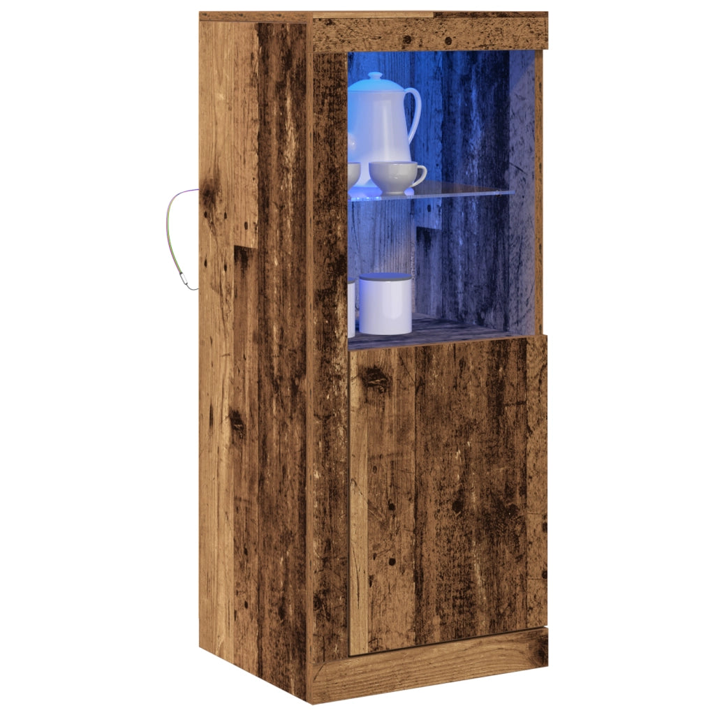 Sideboard  con luci LED in legno antico 41x37x100 cm