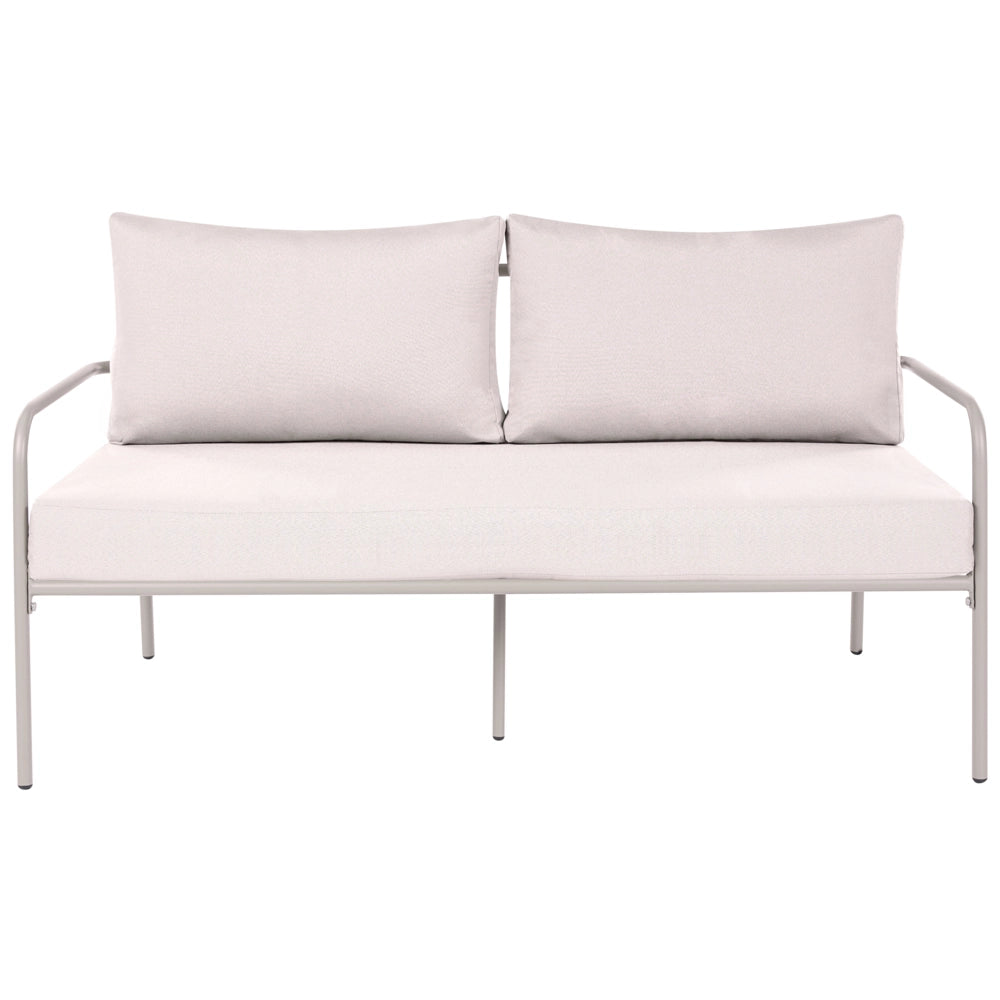 Set da giardino a 4 posti con struttura in acciaio e cuscini sfoderabili beige chiaro stile moderno