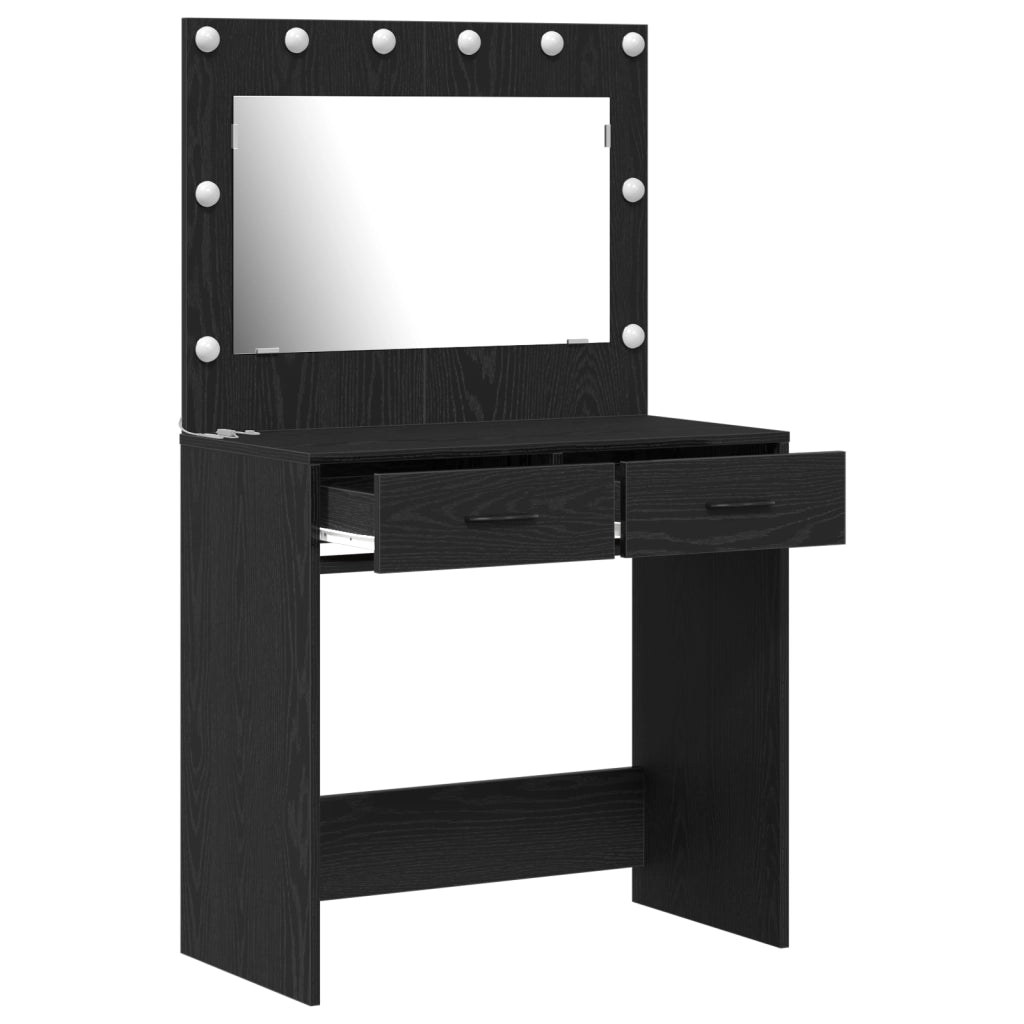 Toilette  con luci LED in Rovere Nero 78,5x41x135 cm