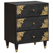 Armadio da Notte Nero 50 x 33 x 62 cm Legno di mango massello