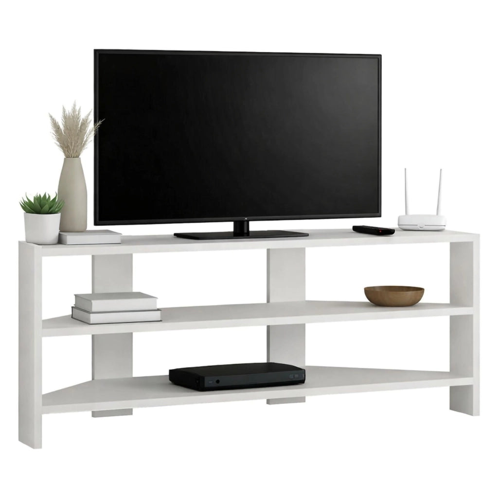 Naypyidaw, Mobile Porta tv 3 Ripiani, 110x36x45h cm Bianco