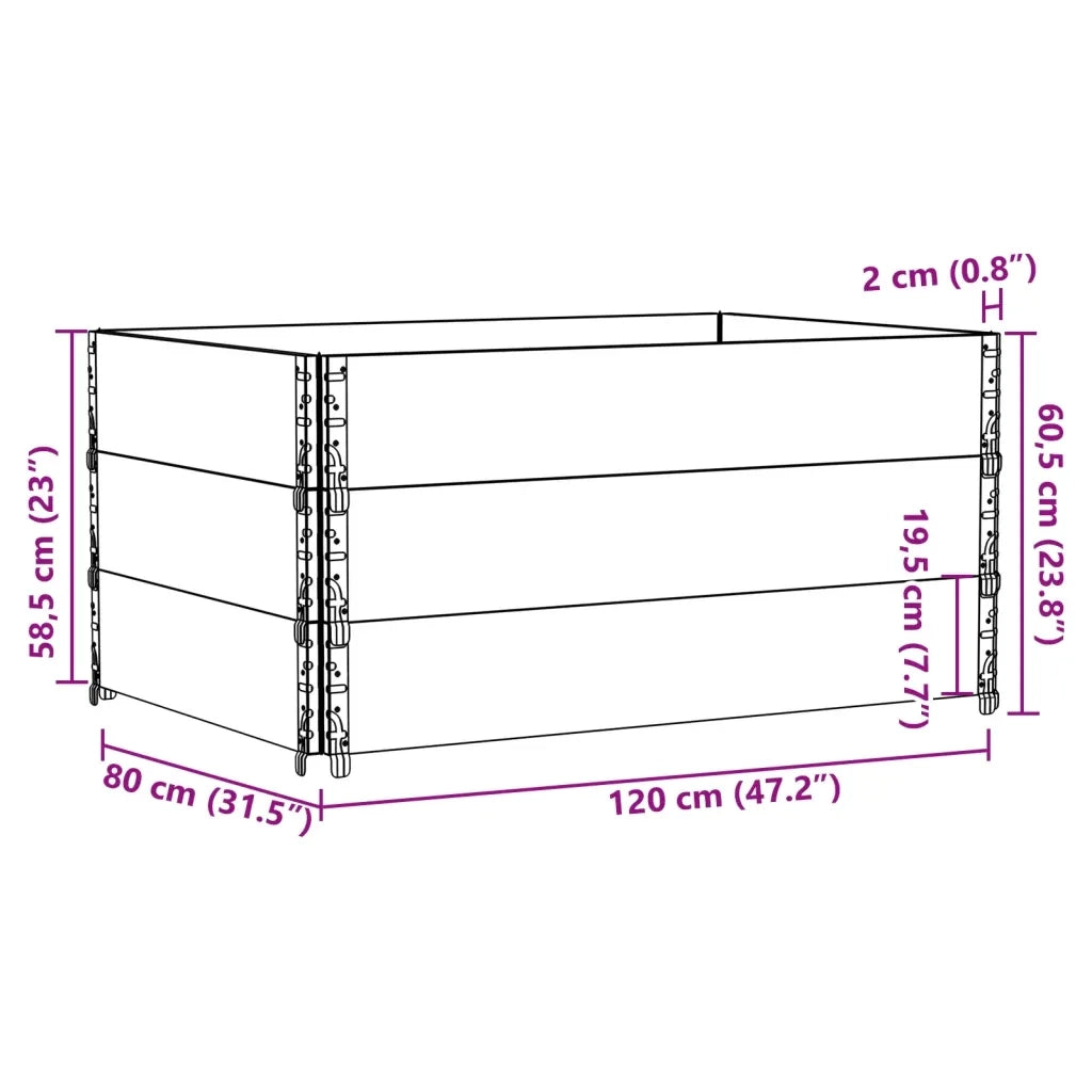 Paretali per Pallet 3pz Marroni 120x80cm Legno Massello di Pino 3295369