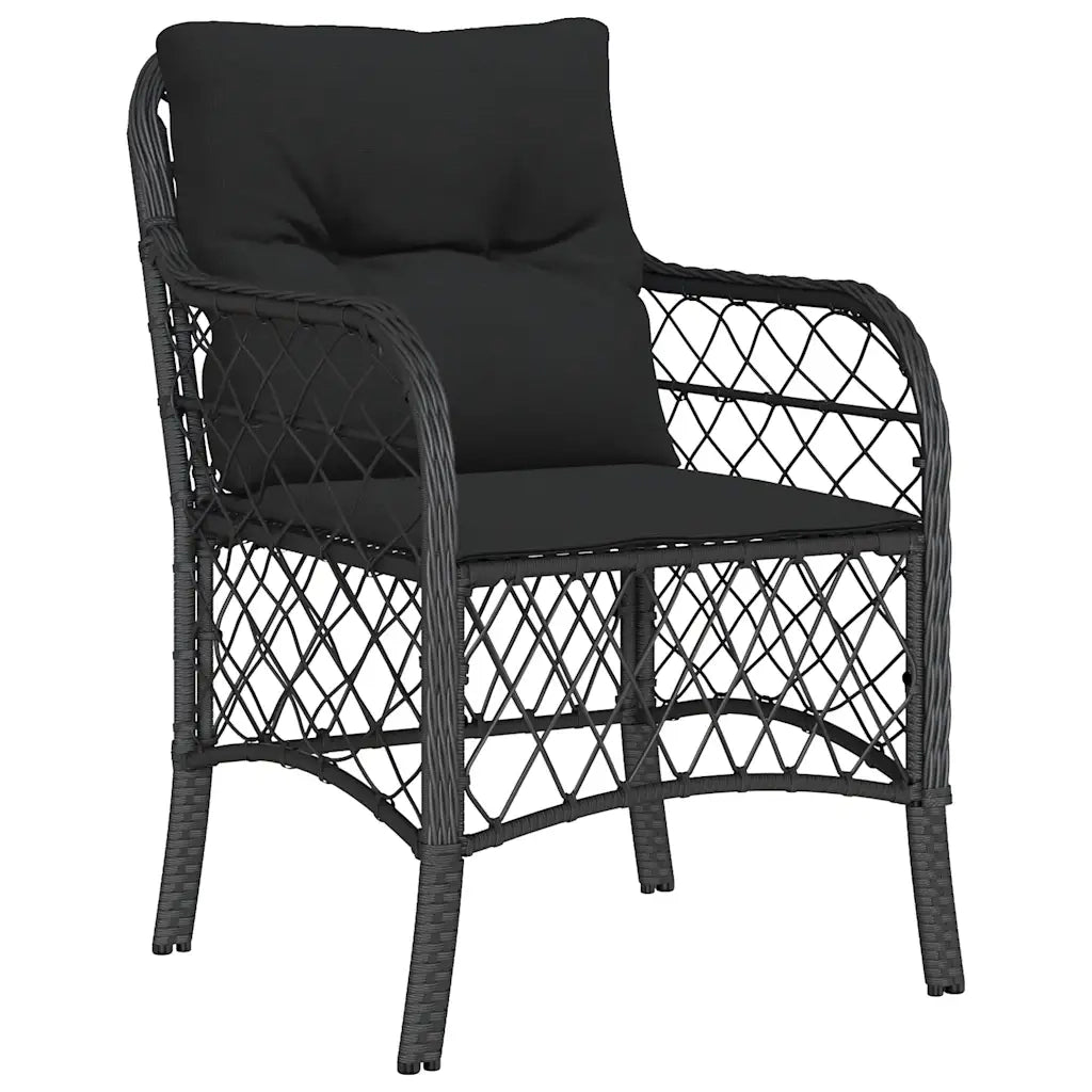 Set da Pranzo da Giardino 9 pz con Cuscini Nero in Polyrattan 3212073