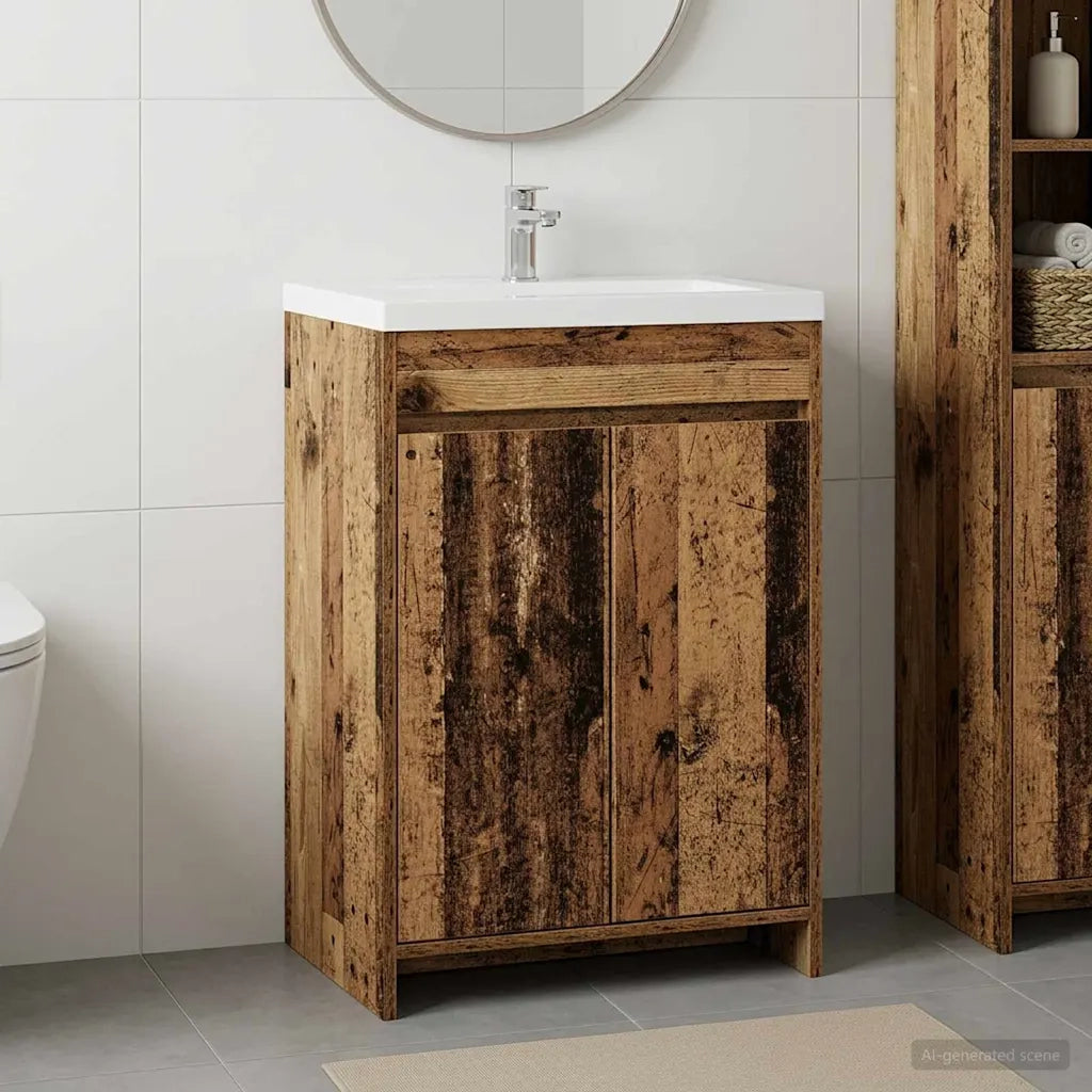 Mobiletto da Bagno Sotto Lavabo Legno antico 56 x 37,5 x 81 cm 890782