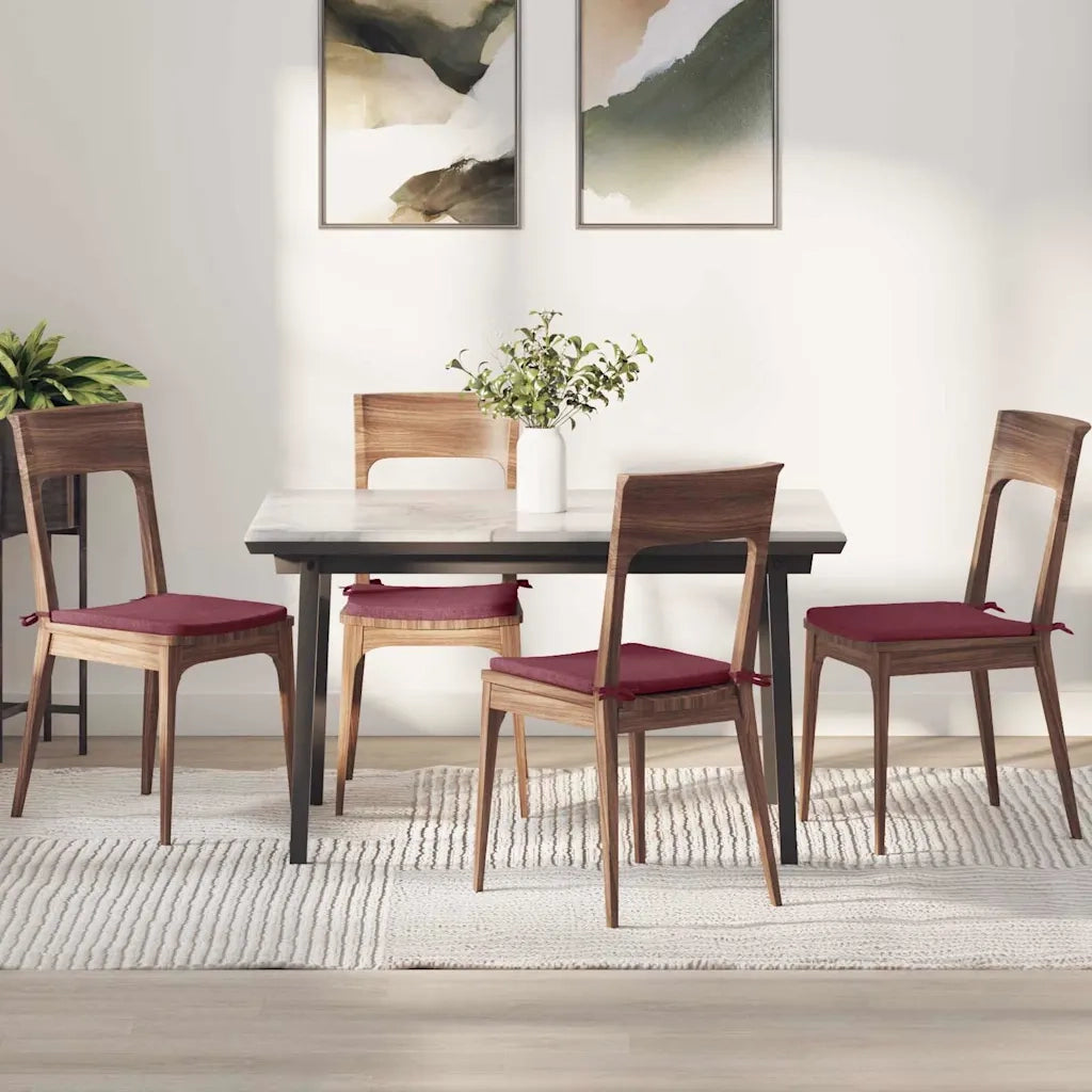 Cuscini per Seduta 4 pcs Rosso Vino 40 x 40 x 3 cm Tessuto