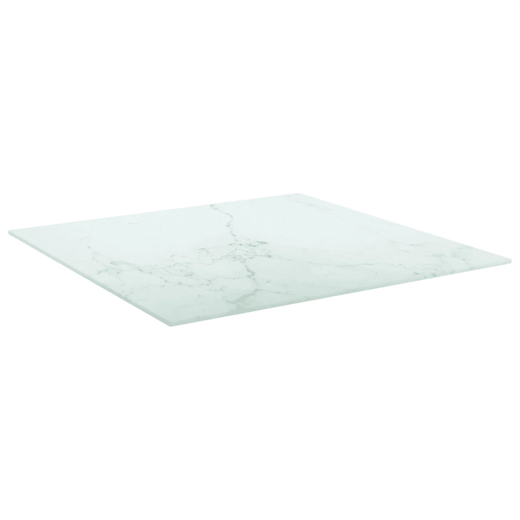 Piano Tavolo | Superficie Tavolo | Piano Scrivania Bianco 60x60 cm 6 mm Vetro Temperato Design Marmo