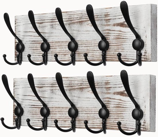 Set di chiodi a muro in legno con 15 chiodi per armadio, camera da letto, cucina - Set da 2