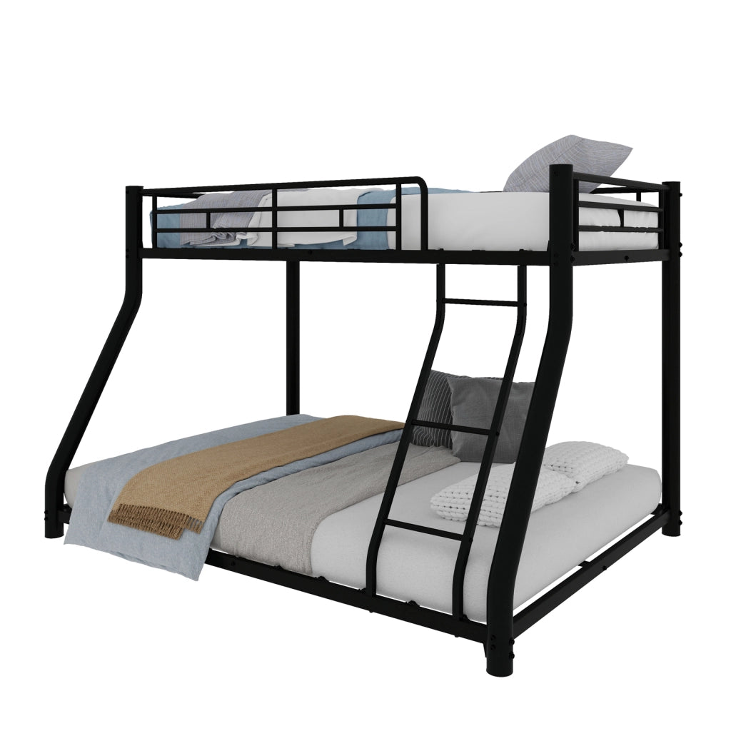 Letto a castello twin over full in ferro nero 105x200 cm