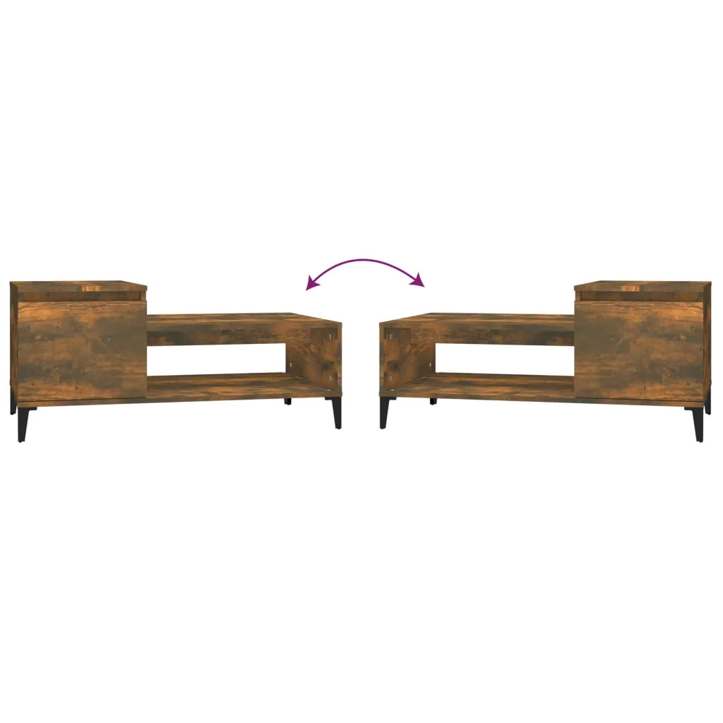 Tavolino da Salotto Rovere Fumo 100x50x45 cm Legno Multistrato 821137