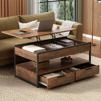 Tavolino da caffè con finitura marrone, con misure 100x48x50 cm.