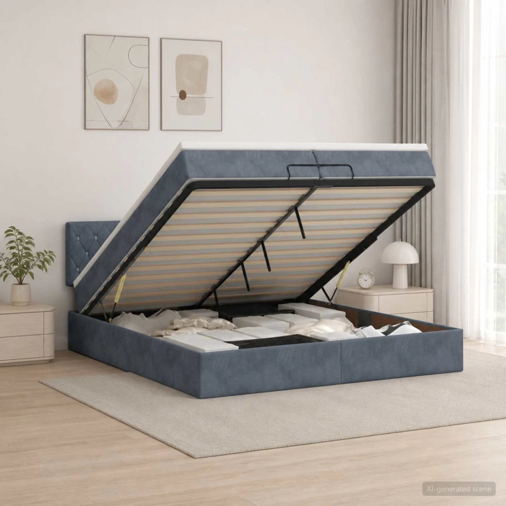 Letto ottomano con materasso Grigio Scuro 200 x 200 cm Velluto 3456508