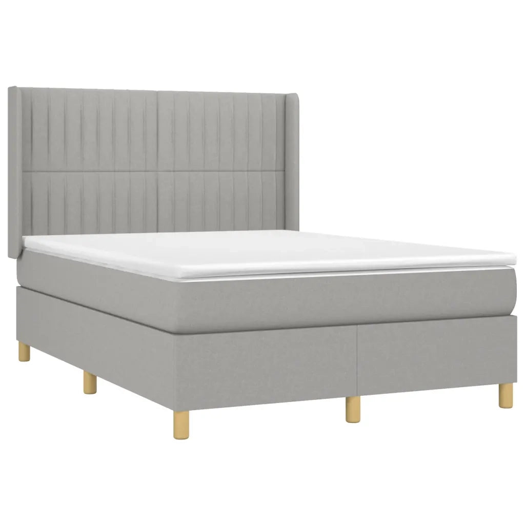 Letto a Molle Materasso e LED Grigio Chiaro 140x190 cm Tessuto 3139029