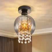 ZMH Lampada da soffitto plafoniera moderna vetro grigio fumo E27 per camera letto corridoio