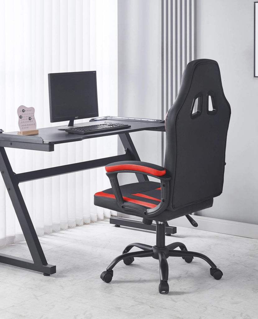 Sedia Gaming Adulto Professionale SimilPelle Reclinabile Con Braccioli Poltrona Ufficio Regolabile in Altezza Pistone Gas Gamer Portata 150 Kg Rosso