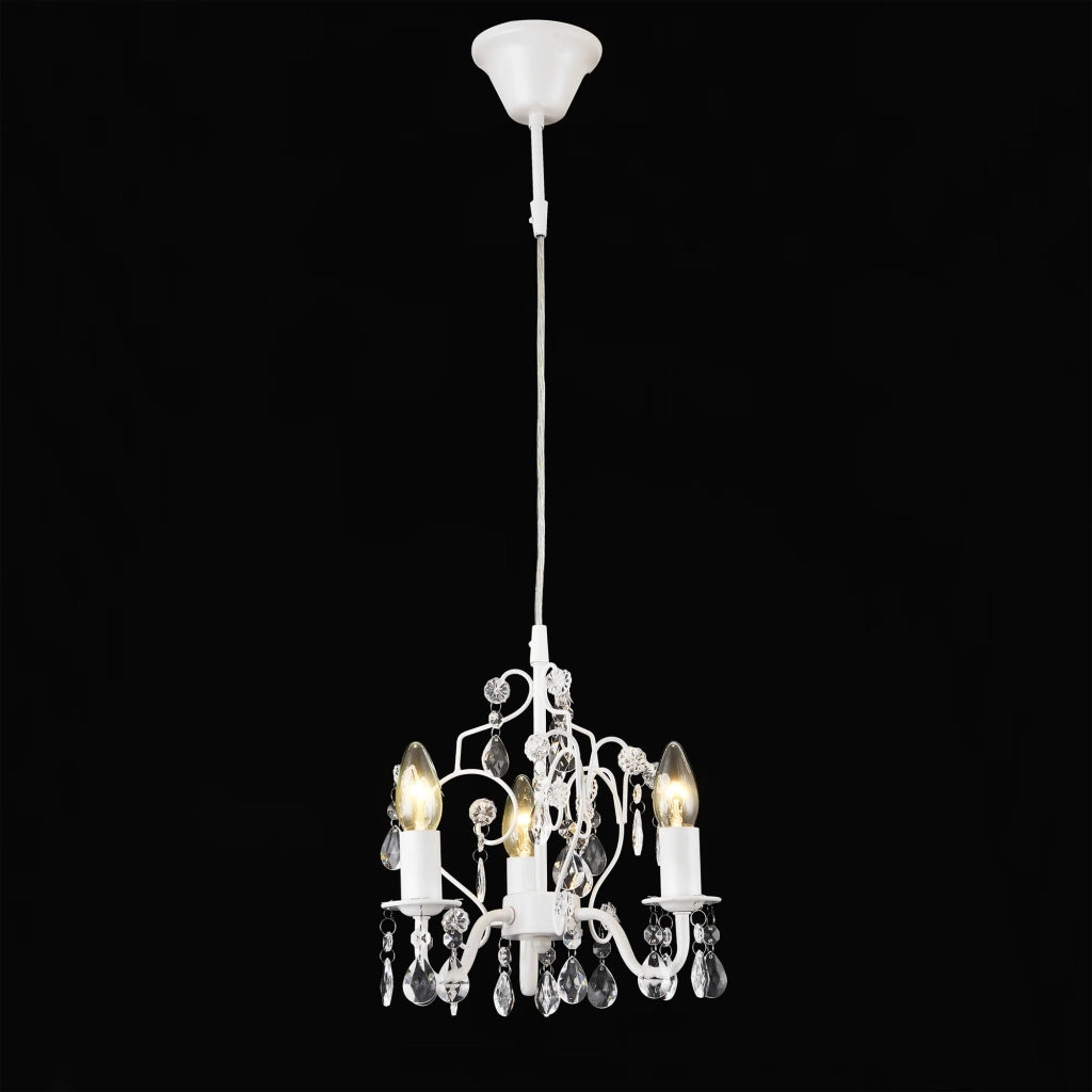 Lampadario di cristallo 40 watt metallo e plastica bianca 03_0002812