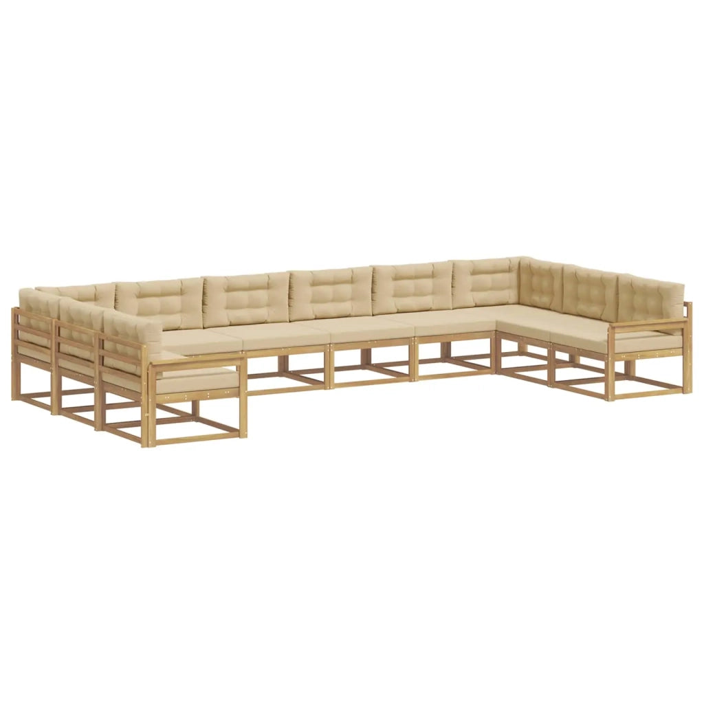 Set di divani da esterno con cuscino 10 pcs Bianco e Beige