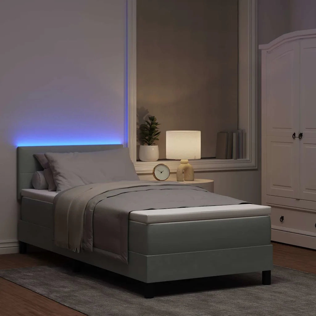 Letto a Sorgente LED con led Grigio chiaro 80 x 200 cm Velluto