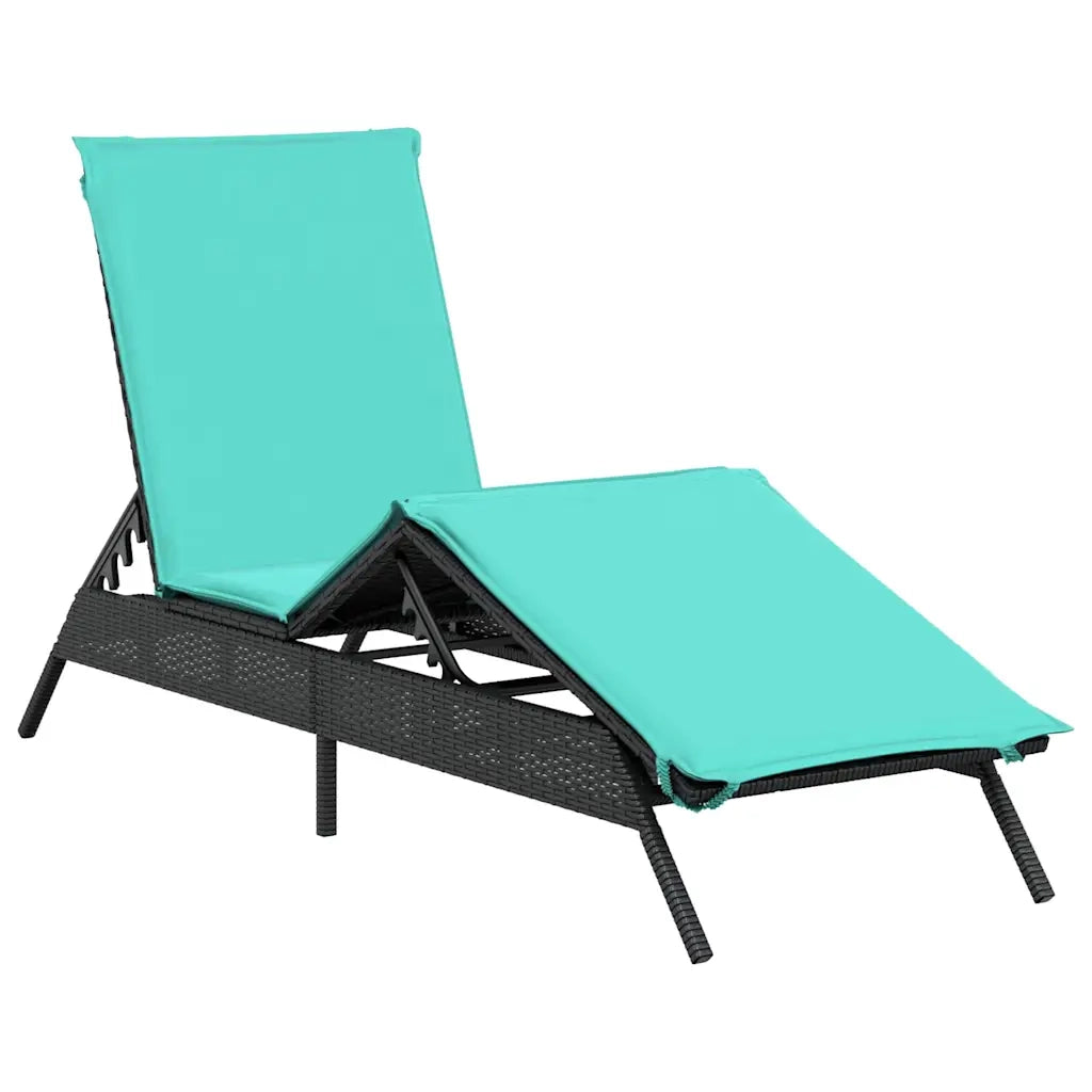 Lettino prendisole con Cuscino in Polyrattan Nero 4002709