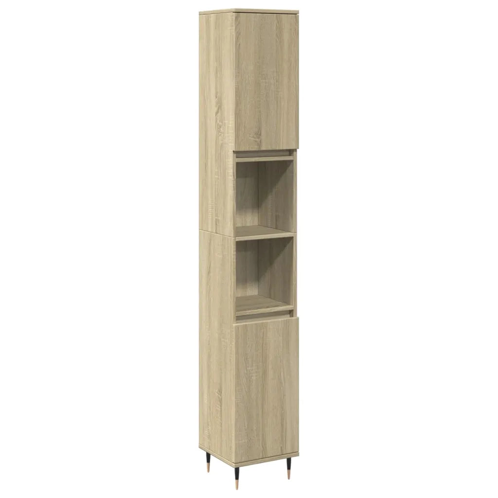 Set Mobili da Bagno 3 pz Rovere Sonoma in Legno Multistrato
