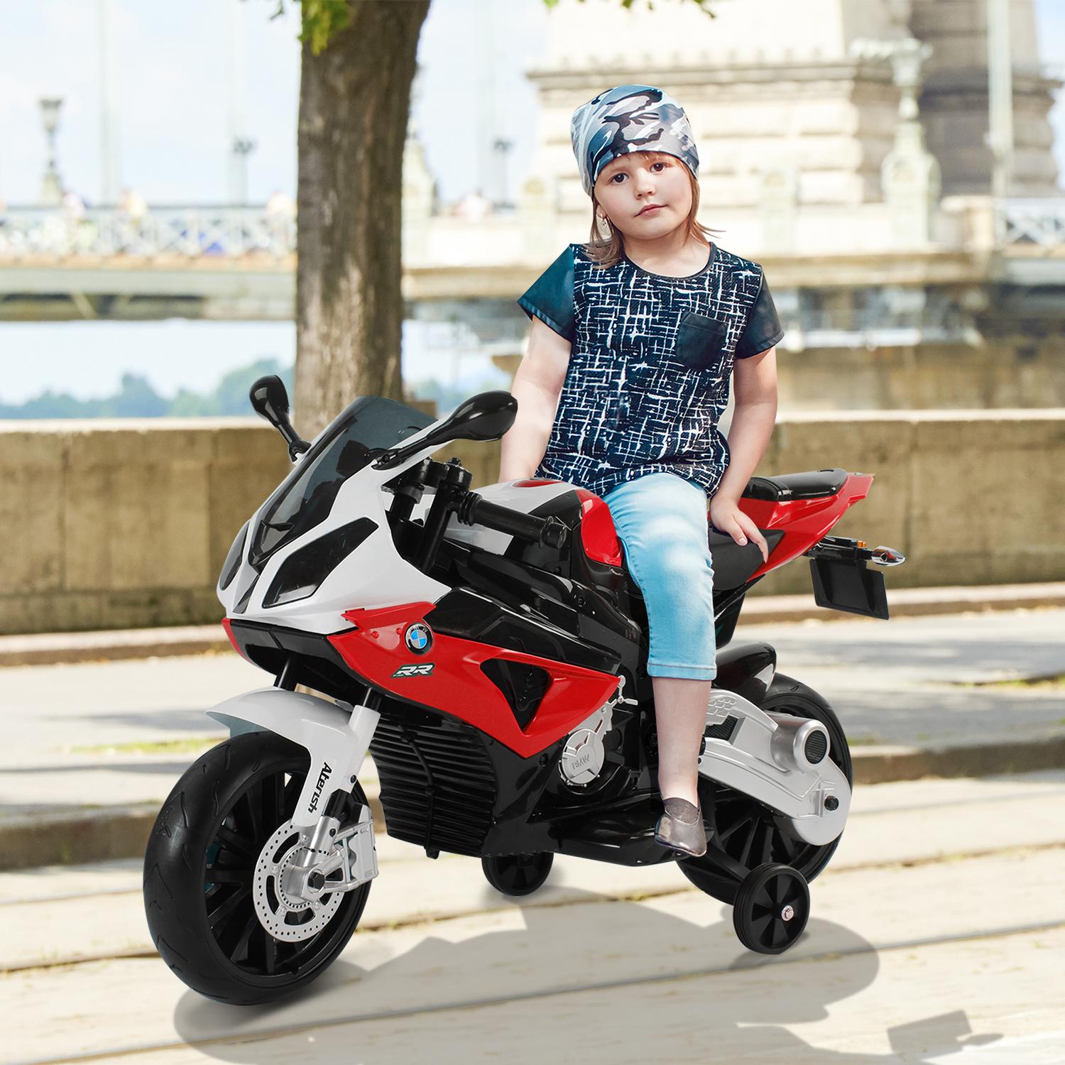 Moto Elettrica per Bambini 12V con Licenza BMW RR Nero e Rosso