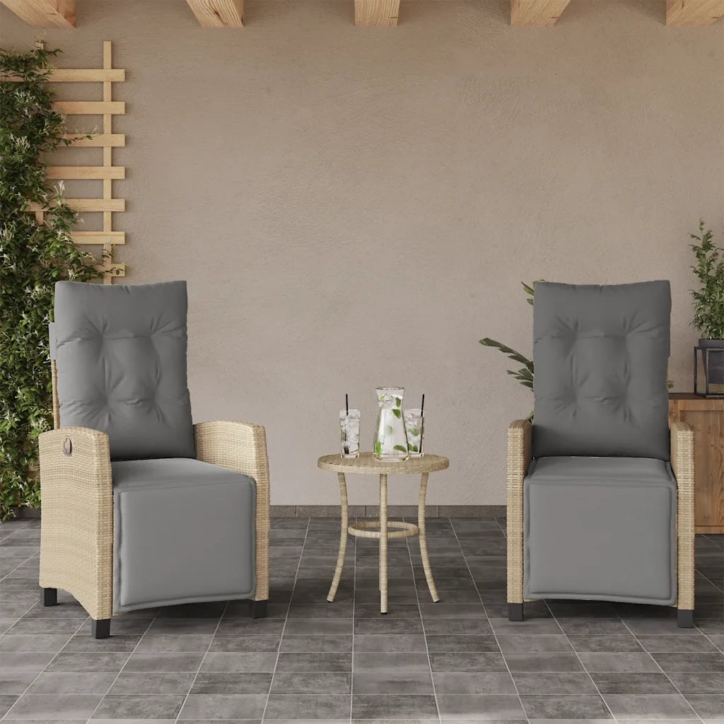 Set da Bistr¨° 3 pz | Set Salotto da Giardino con Cuscini Beige Misto in Polyrattan