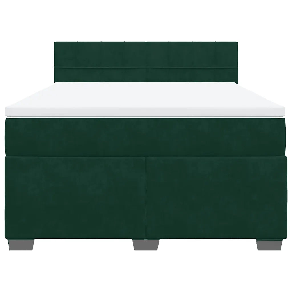 Giroletto a Molle con Materasso Verde Scuro 160x200 cm Velluto 3288657
