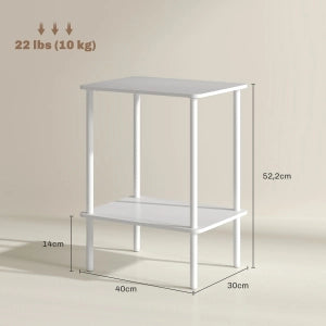 TAVOLINO 40x30x52,2 cm Legno Bianco con 2 ripiani