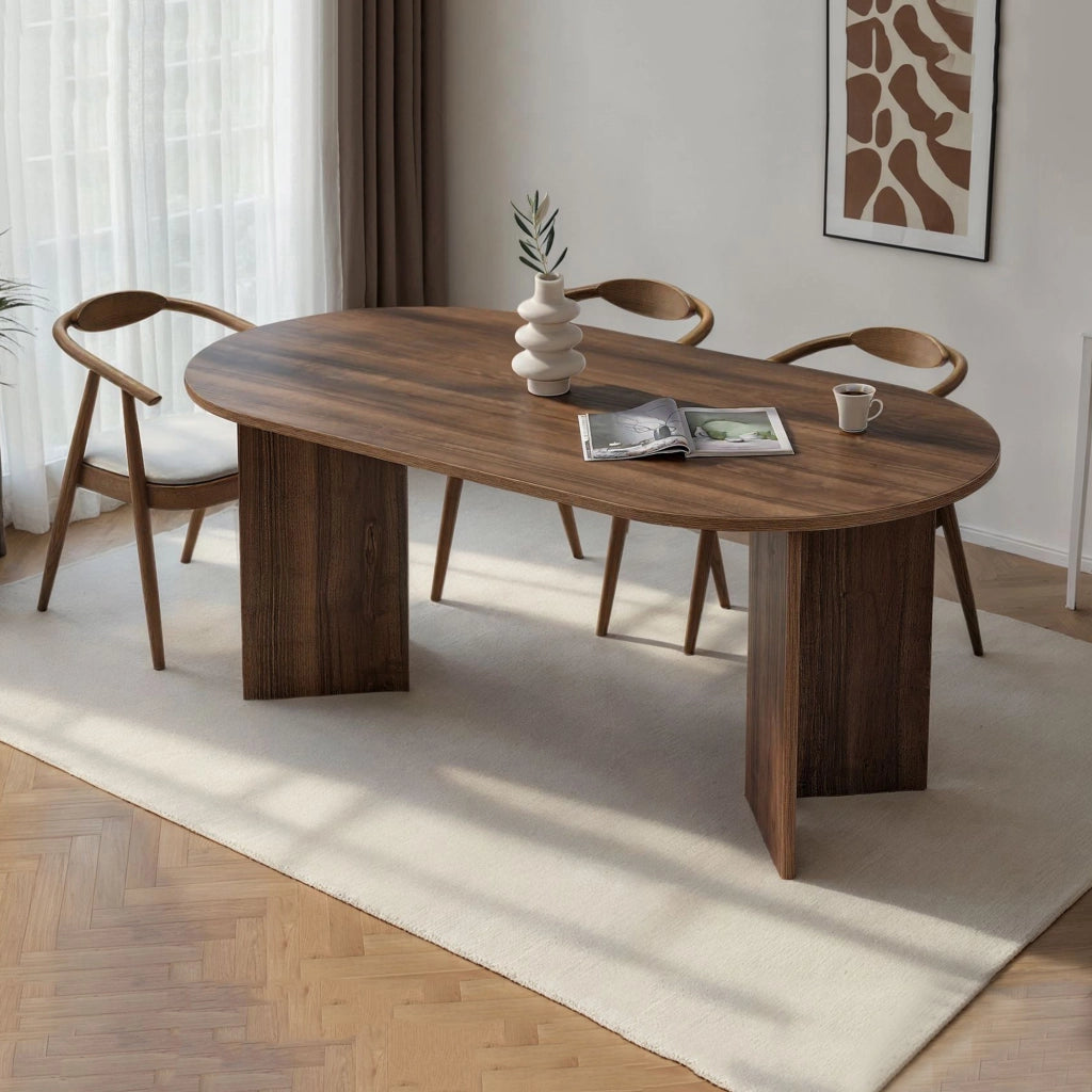 Monterano, Tavolo Fisso 6 Posti, 180x90x75h cm Marrone Noce Scuro