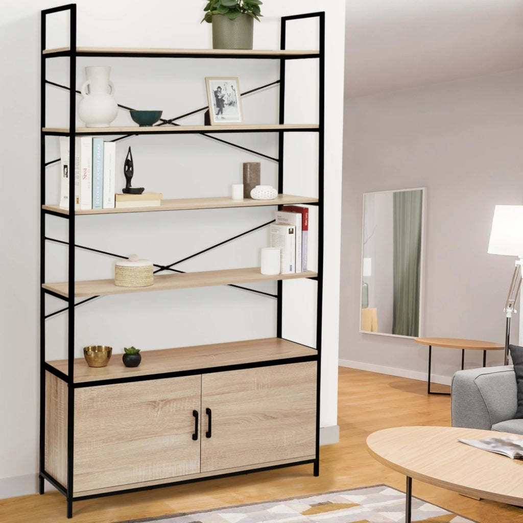 IDMarket - Scaffale XL 5 livelli con armadietto 170 cm design industriale DETROIT